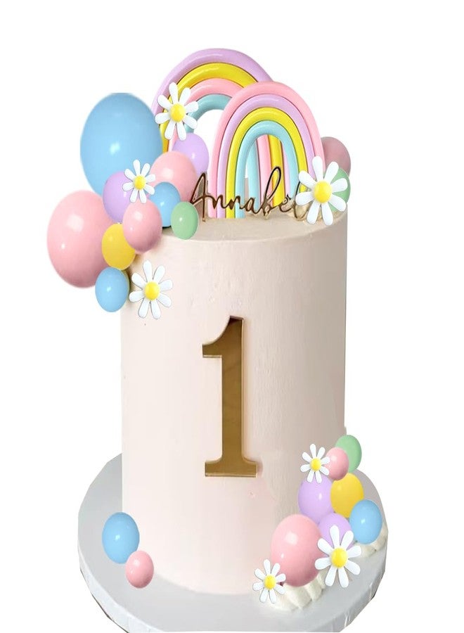 DiDida Rainbow Daisy Flower Pastel Balls Cake Topper Set - 40 Pcs, Boho Rainbow Birthday - Image 4