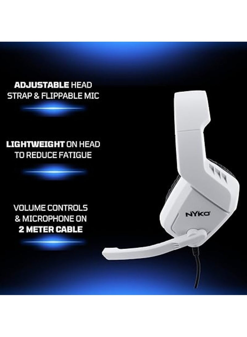 Nyko NP5-4500 Wired Headset for PlayStation 5 - Lightweight Headphones w/Adjustable Microphone - Compatible w/ PS4, PS5, Nintendo Switch, Xbox One and Xbox X|S - PlayStation 5 Accessories (White) - Image 3