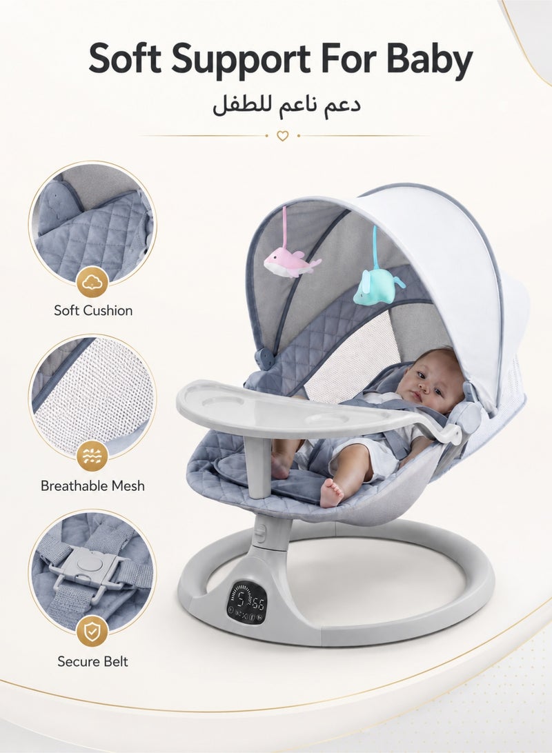 دنزوز مهد كهربائي متأرجح للأطفال الرضع، سرير متأرجح ذكي، 5 سرعات، يعمل بالمحول والبطارية، يدعم البلوتوث، تحكم عن بعد - Image 5