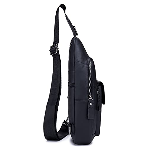 Hebetag Leather Sling Bag Hiking Daypack for Men Women Outdoor Travel Camping Fishing Crossbody Shoulder Chest Pack Casual Backpack - Image 4