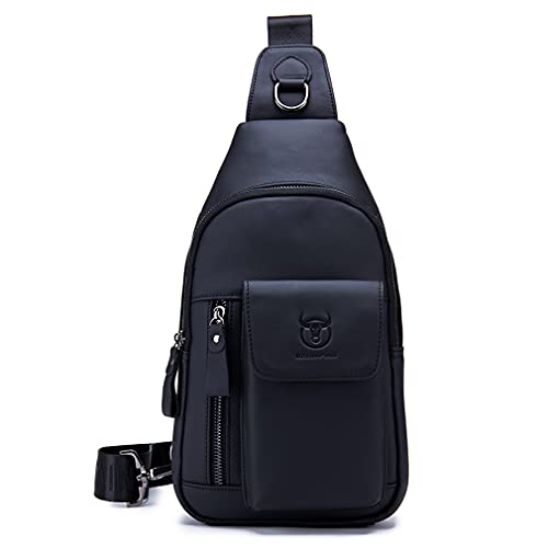 Hebetag Leather Sling Bag Hiking Daypack for Men Women Outdoor Travel Camping Fishing Crossbody Shoulder Chest Pack Casual Backpack - Image 2