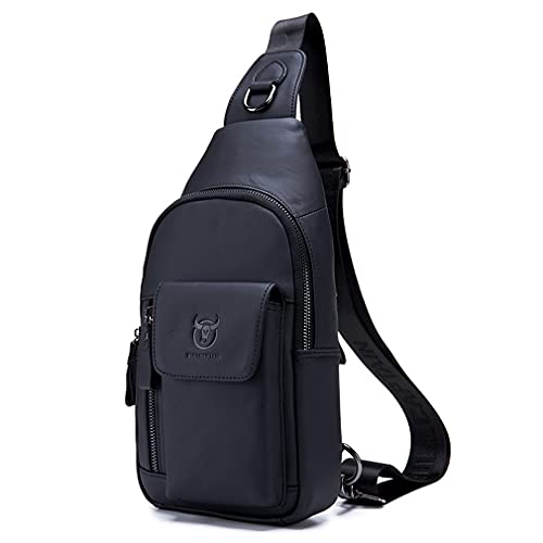 Hebetag Leather Sling Bag Hiking Daypack for Men Women Outdoor Travel Camping Fishing Crossbody Shoulder Chest Pack Casual Backpack - Image 1