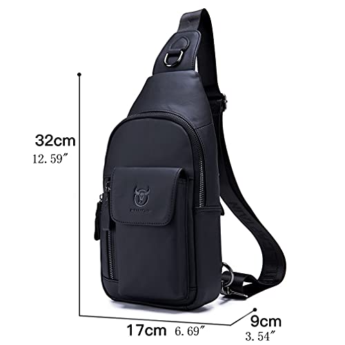 Hebetag Leather Sling Bag Hiking Daypack for Men Women Outdoor Travel Camping Fishing Crossbody Shoulder Chest Pack Casual Backpack - Image 5
