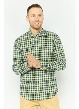 GANT Men Regular Fit Checkered Long Sleeves Casual Shirt, Green Combo  - Image 1