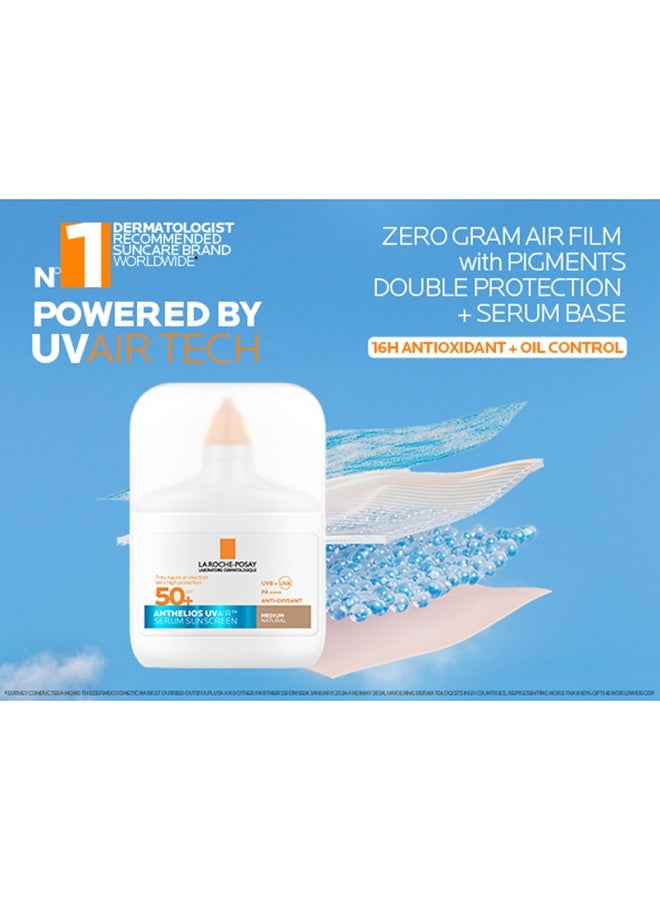 لاروش بوزيه أنثيليوس UVAir سيروم واقي الشمس لون طبيعي متوسط +SPF 50 مع النياسيناميد، واقي يومي للوجه للرجال والنساء، قوام خفيف كالهواء بلمسة نهائية غير مرئية لجميع أنواع البشرة، 50 مل - Image 5