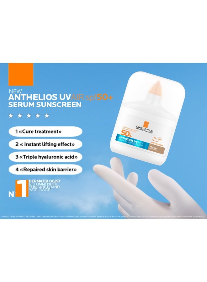 لاروش بوزيه أنثيليوس UVAir سيروم واقي الشمس لون طبيعي متوسط +SPF 50 مع النياسيناميد، واقي يومي للوجه للرجال والنساء، قوام خفيف كالهواء بلمسة نهائية غير مرئية لجميع أنواع البشرة، 50 مل - Image 4