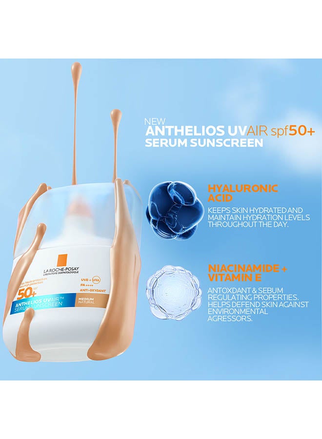 La Roche-Posay Anthelios UVAir Medium Natural Shade Sunscreen Serum SPF 50+ with Niacinamide; Daily Facial Sunblock for Men/Women; Light as Air Texture with Invisible Finish for All Skin Types 50ML - Image 4