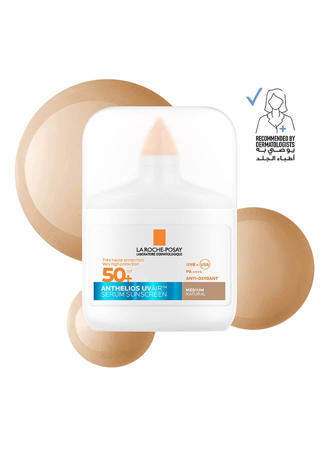 La Roche-Posay Anthelios UVAir Medium Natural Shade Sunscreen Serum SPF 50+ with Niacinamide; Daily Facial Sunblock for Men/Women; Light as Air Texture with Invisible Finish for All Skin Types 50ML - Image 1