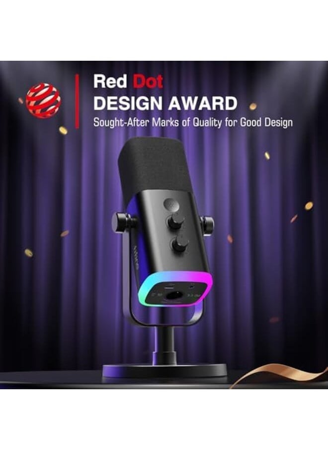 FIFINE - Xlr Usb Dynamic Microphone For Podcast Recording Pc Computer Gaming Streaming Mic With Rgb Light Mute Button Headphones Jack Desktop Stand Vocal Mic For Singing Youtube Ampligame Am8 - Image 1