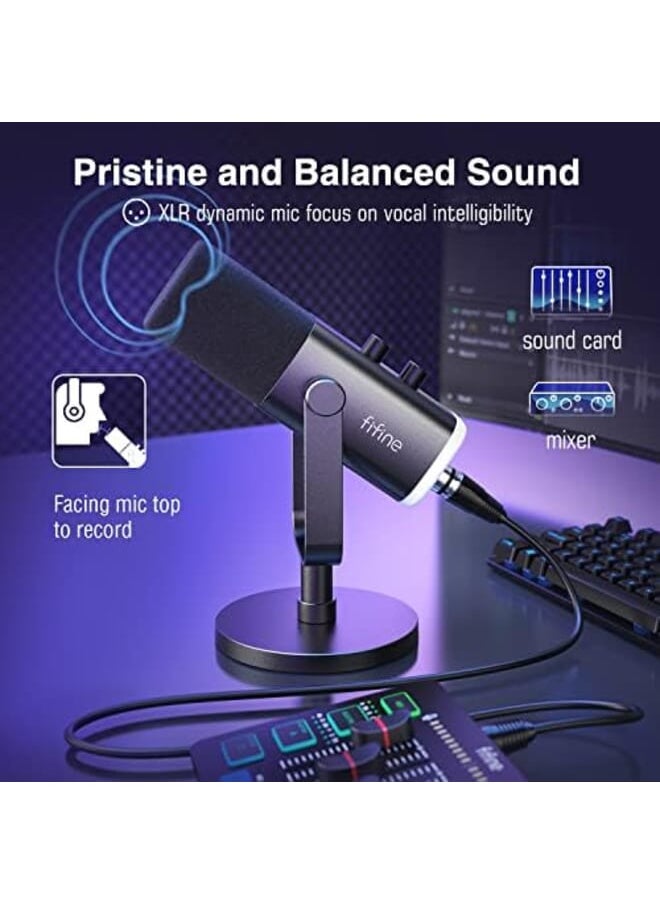 FIFINE - Xlr Usb Dynamic Microphone For Podcast Recording Pc Computer Gaming Streaming Mic With Rgb Light Mute Button Headphones Jack Desktop Stand Vocal Mic For Singing Youtube Ampligame Am8 - Image 1