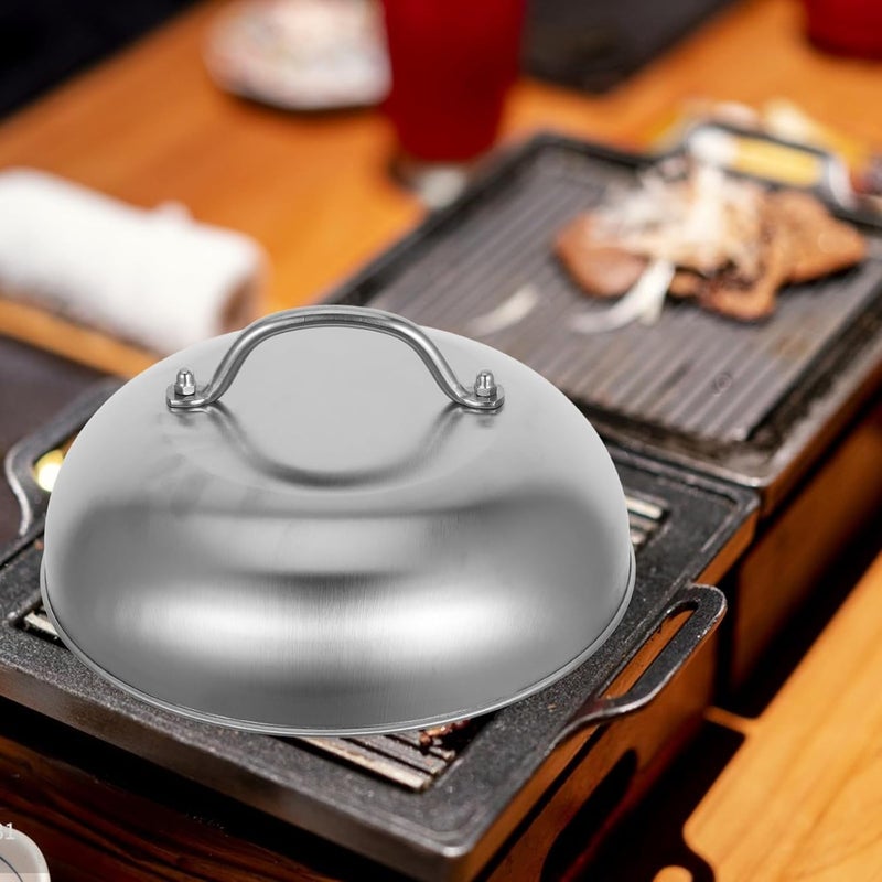 2pcs 9-inch Stainless Steel Pot Lid Set Thickened round Frying Pan Cover Universal Cooking Pot Supply Griddle Basting Cover for Kitchen and Barbecue - Image 5