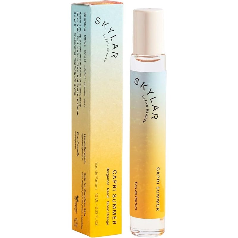 Skylar Capri Summer Eau de Parfum - Hypoallergenic & Clean Perfume for Women & Men, Vegan & Safe for Sensitive Skin - Fruity Citrus Perfume, Bergamot, Neroli & Blood Orange - 10mL /0.33 Fl oz - Image 1
