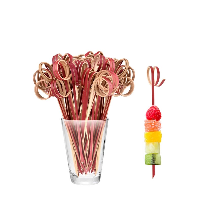 SOLARAE 100 PCS Cocktail Stick Bamboo Fruit Sticks Wooden Toothpicks (12cm) for Party Tapas Nibbles Canapes Appetiser Fruit Skewer BBQ Sandwich Bento Accessory Pick Food - Image 1