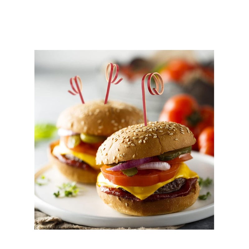 SOLARAE 100 PCS Cocktail Stick Bamboo Fruit Sticks Wooden Toothpicks (12cm) for Party Tapas Nibbles Canapes Appetiser Fruit Skewer BBQ Sandwich Bento Accessory Pick Food - Image 2