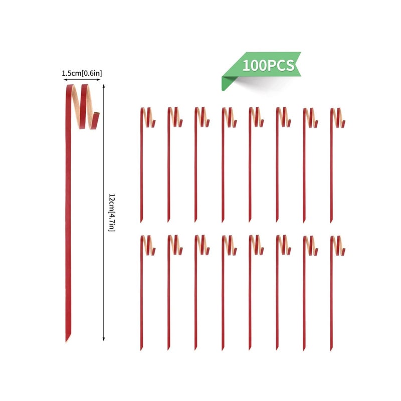 SOLARAE 100 PCS Cocktail Stick Bamboo Fruit Sticks Wooden Toothpicks (12cm) for Party Tapas Nibbles Canapes Appetiser Fruit Skewer BBQ Sandwich Bento Accessory Pick Food - Image 4