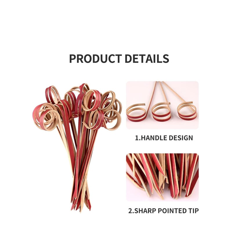 SOLARAE 100 PCS Cocktail Stick Bamboo Fruit Sticks Wooden Toothpicks (12cm) for Party Tapas Nibbles Canapes Appetiser Fruit Skewer BBQ Sandwich Bento Accessory Pick Food - Image 3
