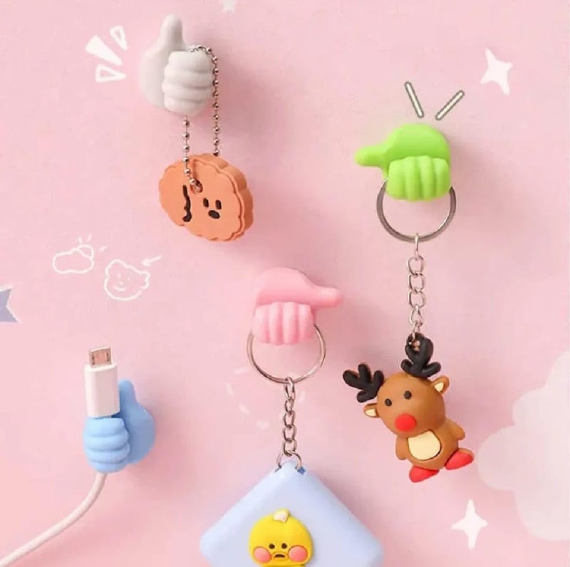 BBD kitchen shop BBD kitchen shop Thumb Wall Hooks Creative Thumbs Up Shape Wall Hook Finger Key Hook Wall Hangers for Storage Data Cables Earphones Plugs Masks Pack of 10 Pcs Multicolor  - Image 2