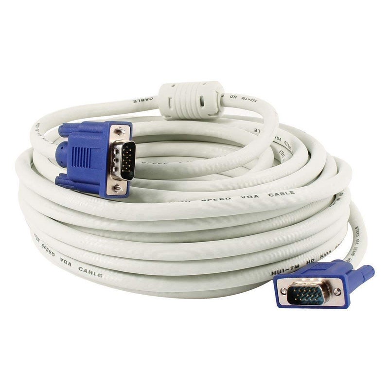 10 Mtr VGA Male to VGA Male Cable .15 Pin Vga Cable for Projector, Laptop, CCTV, Computer, WHITE