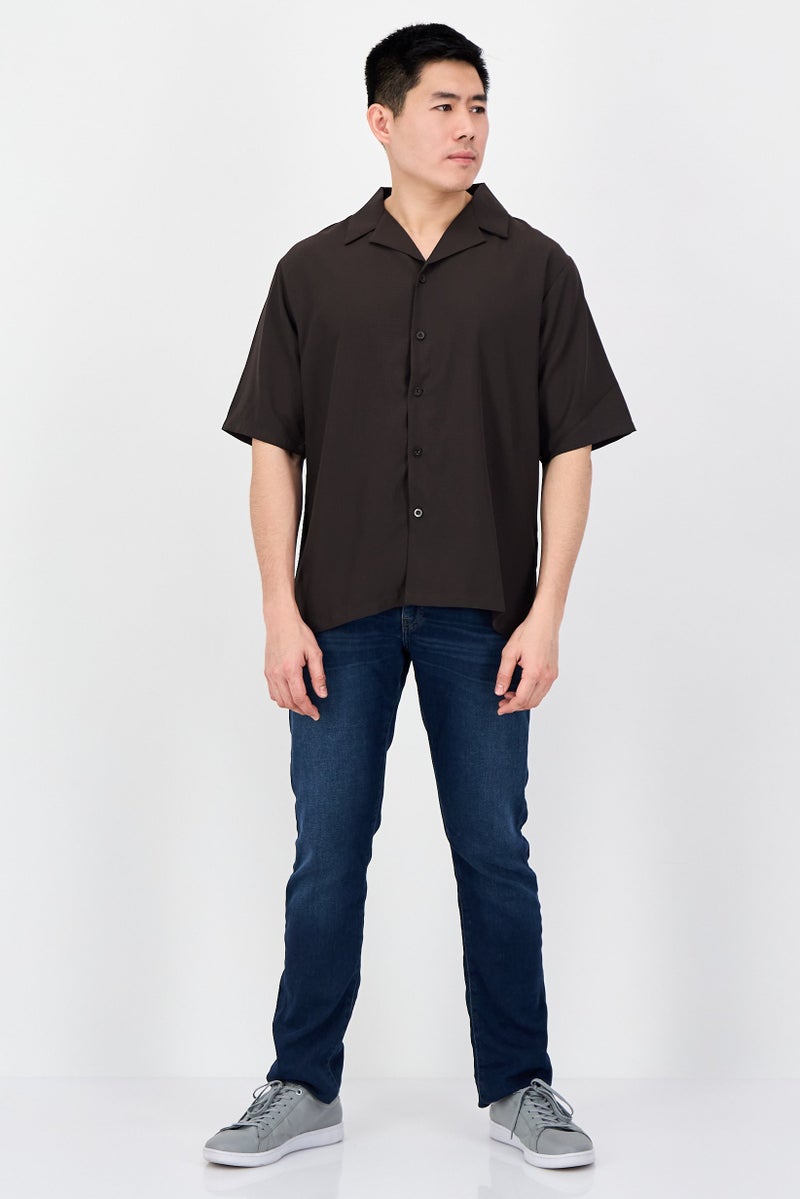 Aeropostale قميص رجالي عادي بقصة مريحة بأكمام قصيرة، بني داكن - Image 4