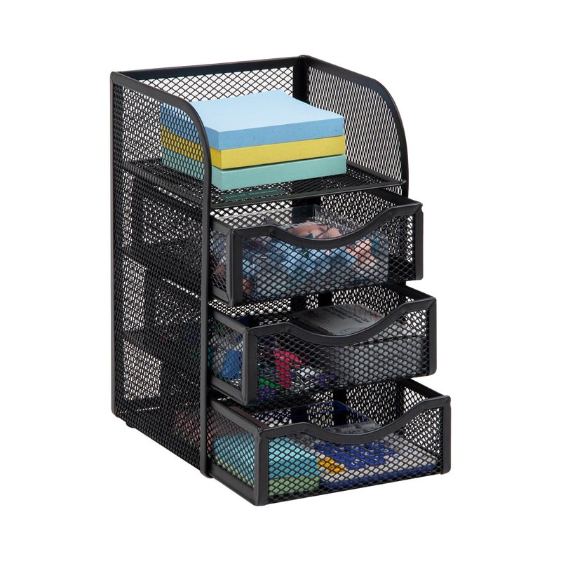 Mind Reader Desktop Accessory Storage, Paper Binder Clip Basket, Workspace, Office, Metal Mesh, 4.75"L x 5"W x 8"H, Black - Image 1