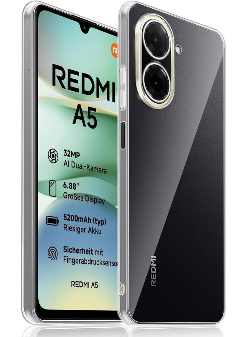 Slim back protective case for Redmi A5 with a scratch-resistant design and shock-absorbing made from heat-resistant polyurethane and soft transparent silicone - Image 1