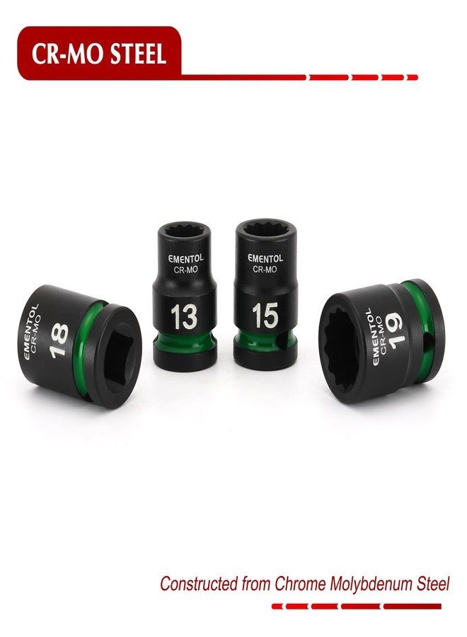 EMENTOL 1/2" Drive Impact Socket Set, Shallow Sockets, 26 Pieces, Metric (10-36mm), 12 Point, CR-MO, Stamped and Ink Filled - Image 3