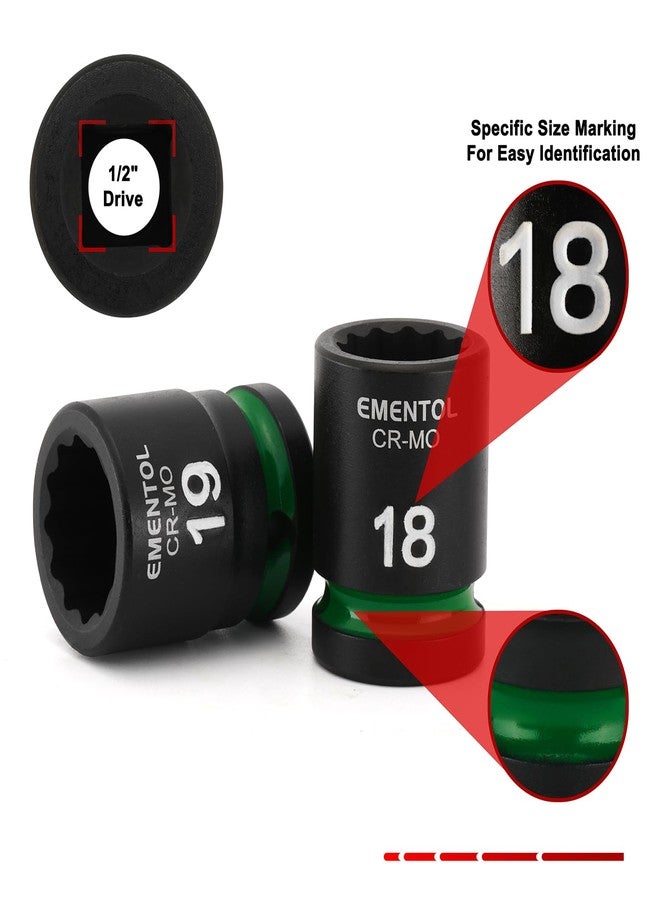EMENTOL 1/2" Drive Impact Socket Set, Shallow Sockets, 26 Pieces, Metric (10-36mm), 12 Point, CR-MO, Stamped and Ink Filled - Image 4