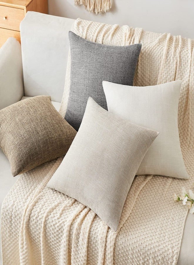 ميولي غطاءان للوسائد الزخرفية من MIULEE، عبوة من قطعتين، مصنوعان من الكتان والخيش، مربعان، سادة، بتصميم ريفي عصري أنيق، مناسبان للأريكة والسيارة، مقاس 50×50 سم (20×20 بوصة)، لون بيج. - Image 4