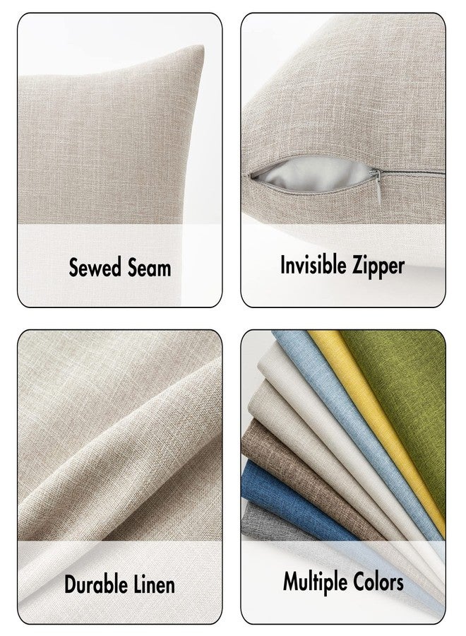 ميولي غطاءان للوسائد الزخرفية من MIULEE، عبوة من قطعتين، مصنوعان من الكتان والخيش، مربعان، سادة، بتصميم ريفي عصري أنيق، مناسبان للأريكة والسيارة، مقاس 50×50 سم (20×20 بوصة)، لون بيج. - Image 3