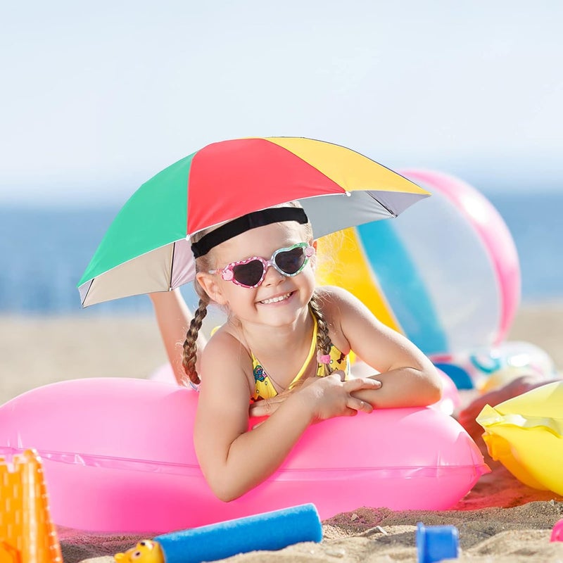 MUFEKUM 4 Pack Umbrella Hats, 20.5" Hands-Free Head Umbrella Hats for Kids, Folding Waterproof Umbrella Cap With Head Strap for Outdoor Party Fishing Sun Rain Beach Golf Hiking - Image 5