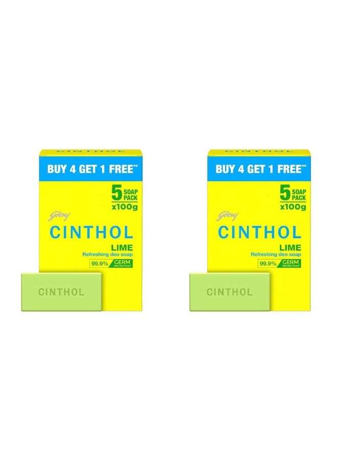 Cinthol Lime Soap, 100g (Pack of 10) - 99.9% Germ Protection | Lime Fresh Fragrance | Soaps For Bath Grade 1 Soap | For All Skin Types - Image 1