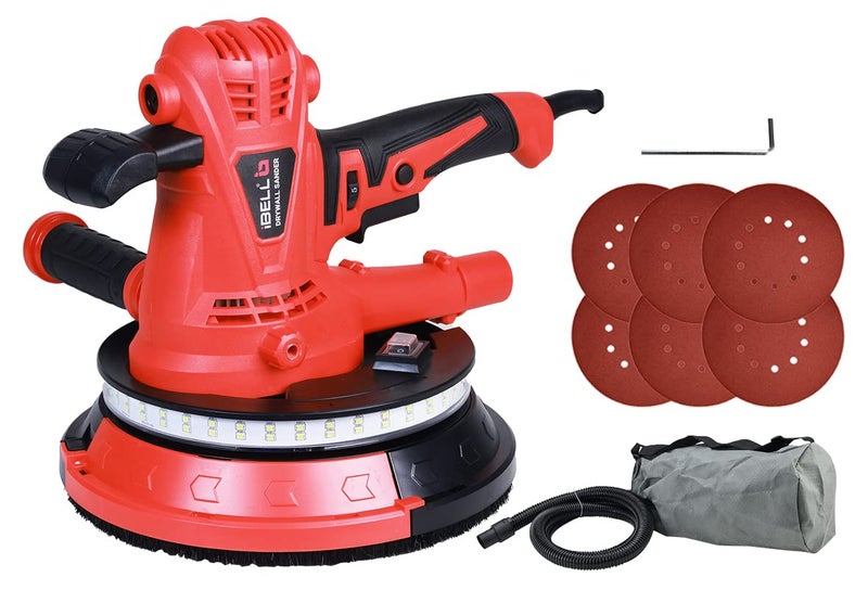 IBELL Dry Wall Sander DS25-80, 1300W, Copper Armature, Sanding Dia 215mm 9" 1400-2600RPM with 10 Hole Vacuum and LED Light - Image 1