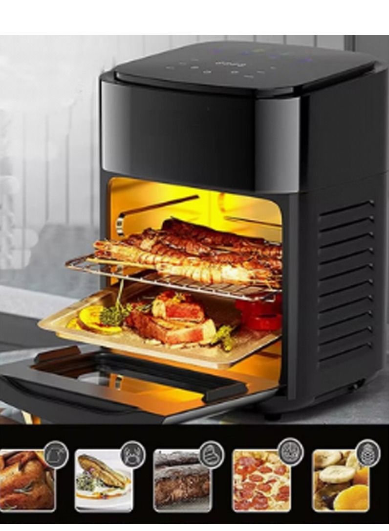 DubaiGallery مقلاة كهربائية متعددة الوظائف بدون زيت مقلاة هوائية ساخنة مقلاة هوائية خالية من الزيت 15 لتر بطاطس مقلية 1400 واط محمصة ملحقات مقلاة هوائية - Image 2