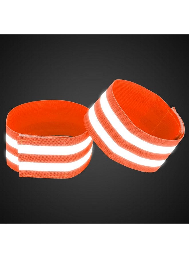 X AUTOHAUX 8Pcs Reflective Bands For Arm Reflective Armbands High Visibility Night Cycling Riding Reflector Tape Straps Bracelet Orange - Image 4