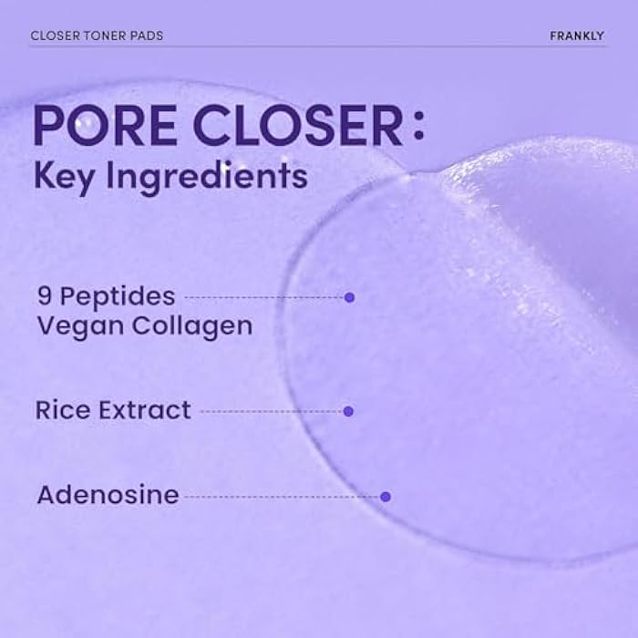 FRANKLY Pore Closer Toner Pads l Rice Jelly Pads with 9 Peptides, Vegan Collagen, Rice Extract l Pore Minimizer l Hydrating for All Skin Types l Korean Skin Care | 70 Count - Image 3