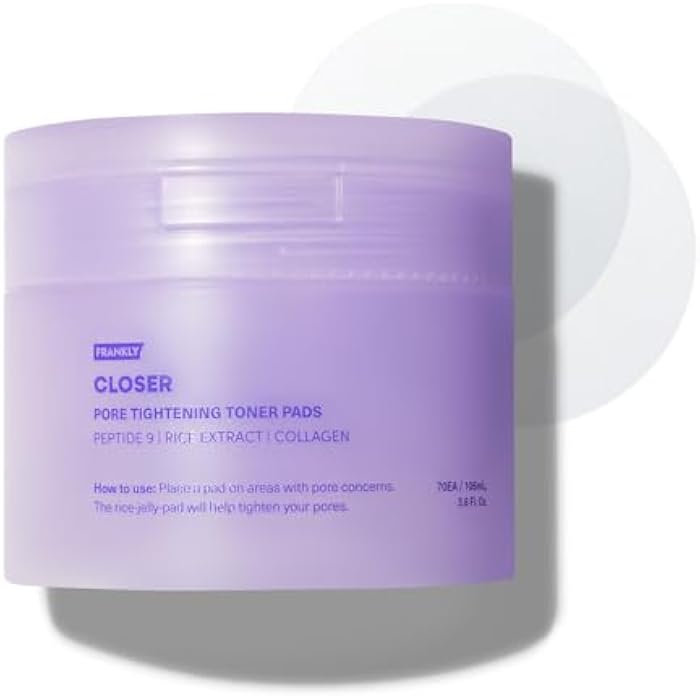 FRANKLY Pore Closer Toner Pads l Rice Jelly Pads with 9 Peptides, Vegan Collagen, Rice Extract l Pore Minimizer l Hydrating for All Skin Types l Korean Skin Care | 70 Count - Image 1