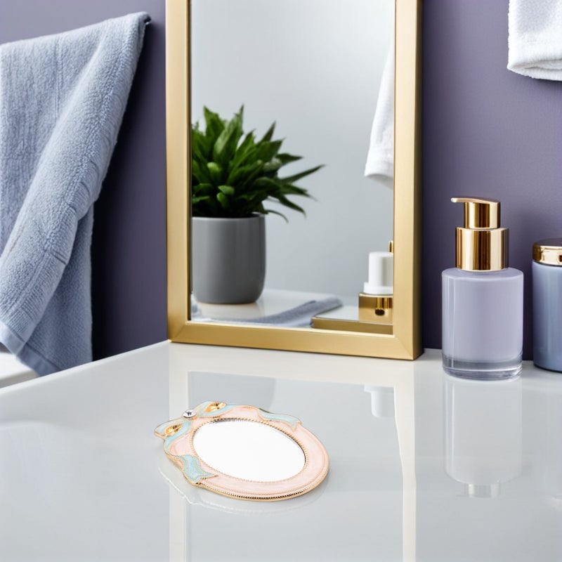 Vintage Pocket Makeup Mirror: Portable Mini Compact Mirror With Rhinestone Bowknot - Travel Size & Retro Style For Daily Use - Image 4
