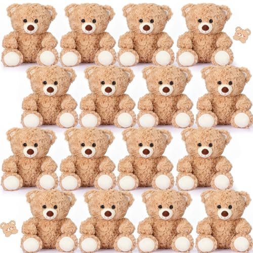 Silipull 16 Pieces 8 Inch Bear Stuffed Animal Bulk for Soft Stuffed Bear Plush Toys Party Favors Animal Decorations for Birthday Baby Shower Valentines Day Party Gifts Supplies - Image 1
