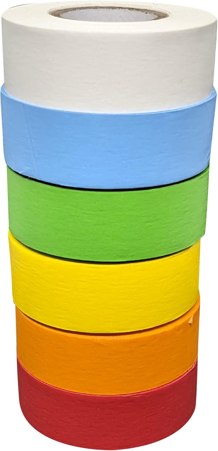 Bartovation Science Lab Labeling Tape Variety Pack Including White 500 Length x 34 Width 1 Inch Core 6 Rolls of Assorted Colors - Image 1