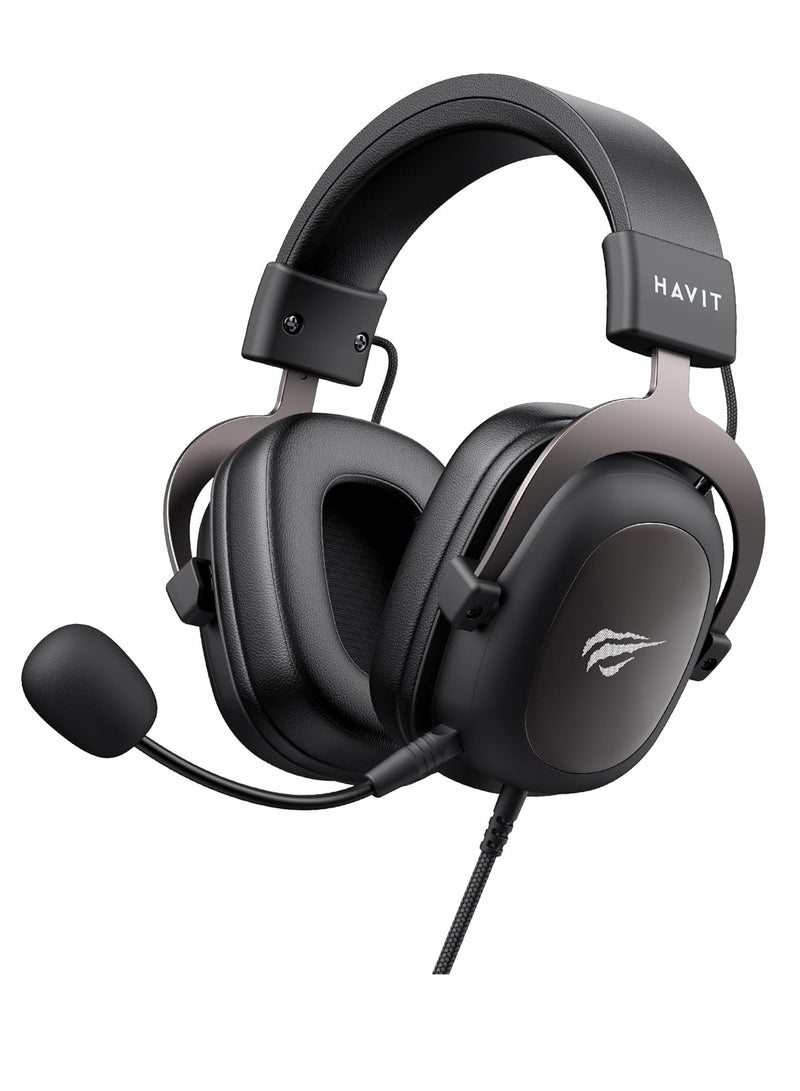 havit Gaming Headphone with 53mm Surround Sound Drivers, Detachable Omnidirectional Mic, Adjustable Head Beam, Protein Leather Earmuffs, Noise Isolation, Comfortable Over-Ear Design, 3.5mm Jack, for PC, Laptop, PS4, PS5, Xbox & Mobile – Pro-Level Audio for Long Gaming Sessions  - Image 1