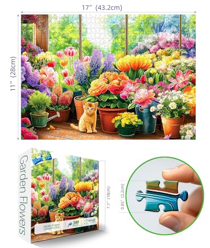 Blueforest Puzzles 300 Pieces for Adults Kitten Flower Jigsaw Puzzle Challenging Adult Puzzle for Family Game Nights Relaxing Hobby Unique Gift Idea 17x11 Inches - Image 3