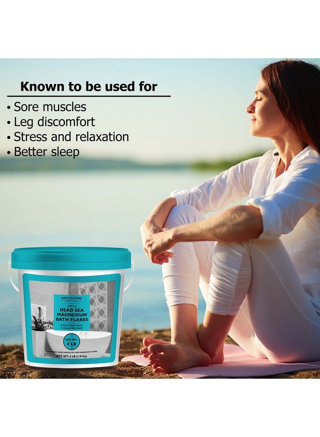 Aromasong Raw Dead Sea Magnesium Flakes For Bath4 Lb Bulk Bath Salt In Reusable Bucket - Image 3