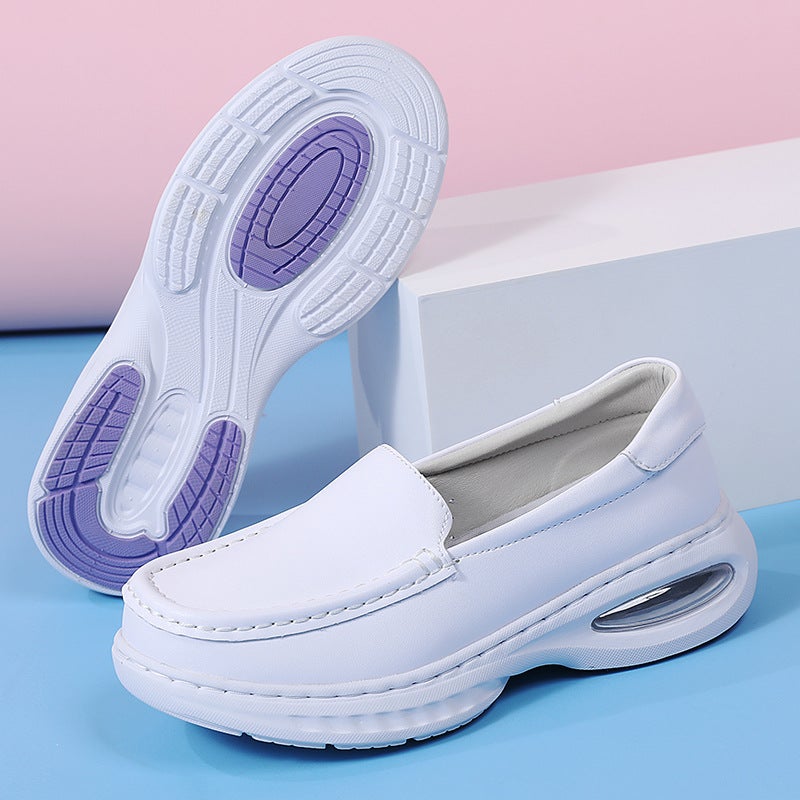Goods A Generation Of Nurse Shoes Leather Air Cushion Soft Bottom Non-Slip Breathable White Thick Bottom Work Shoes Women - Image 2