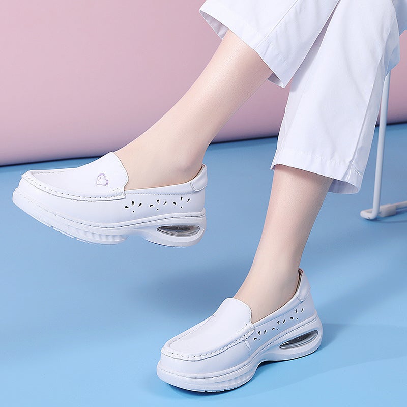 Goods A Generation Of Nurse Shoes Leather Air Cushion Soft Bottom Non-Slip Breathable White Thick Bottom Work Shoes Women - Image 5