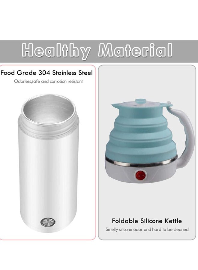 GGOOT Portable Electric Kettle 400ml Travel Tea Kettle with Non stick Coating Double Wall Water Boiler Bottle Insulated Coffee Thermos Mug Fast Boil and Auto Shut Off Hot Water Heater (White) - Image 5