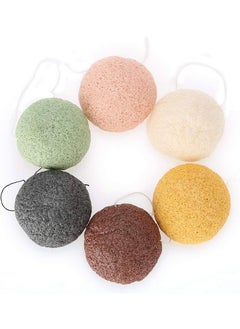 Salmue 6pcs/Set Konjac Sponge, 100% Pure Naturally Cleaning Puff Konjac Sponges Tool Wet/Dry Skin Massage Tools to effortlessly Cleanse & Soften Delicate Skin, Effective deep Pore 