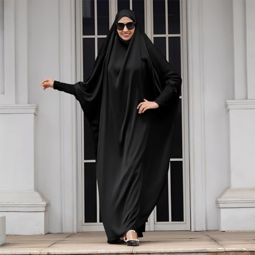 IKADEX Jilbab for Muslim Women Hooded Abaya Kaftan Dress Hijab Chador One-Piece Loose Fit Arabic Islamic Prayer Robe Black - Image 5