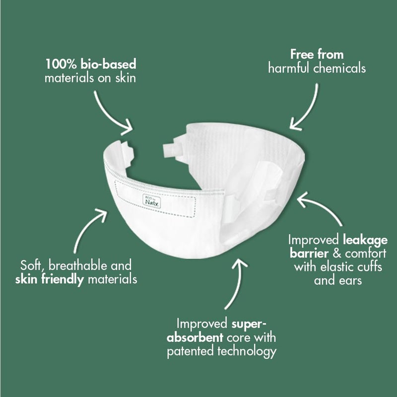 REER Eco by Naty Eco-Friendly Baby Nappies - 100% Plant-Based Materials on Skin, Soft, for Sensitive Skin & Super Absorbent (Size 5, 80 Count) - Image 2