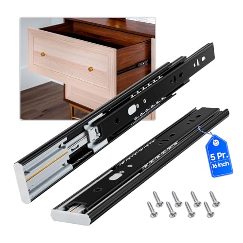 VAGUDE Soft Close Drawer Slides 5 Pairs Full Extension 12 14 16 18 20 22 24 inch Side Mount Pull Out Kitchen Cabinet Rails Bracket Replacement Ball Bearing Tracks kit Guide Runner 100 LB Capacity - Image 1