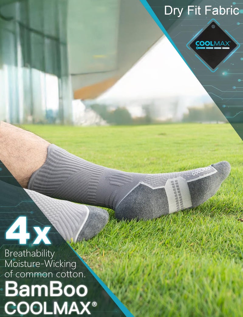 Juclise Compression Running Socks, Bamboo Viscose Coolmax Moisture-Wicking Anti-Blister Athletic Hiking Workout Gym Padded(L, Dynamic Blue) - Image 4